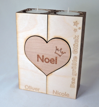 Preview: Teelichthalter Holz Herz Bild 3